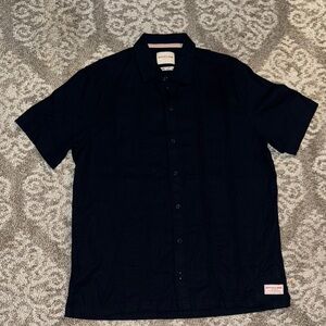 Scotch & Soda linen blend Dark Blue Casual Button Down Shirt